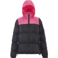 Zweifarbige Kapuzen-Pufferjacke