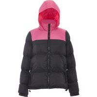 Zweifarbige Pufferjacke mit Kapuze