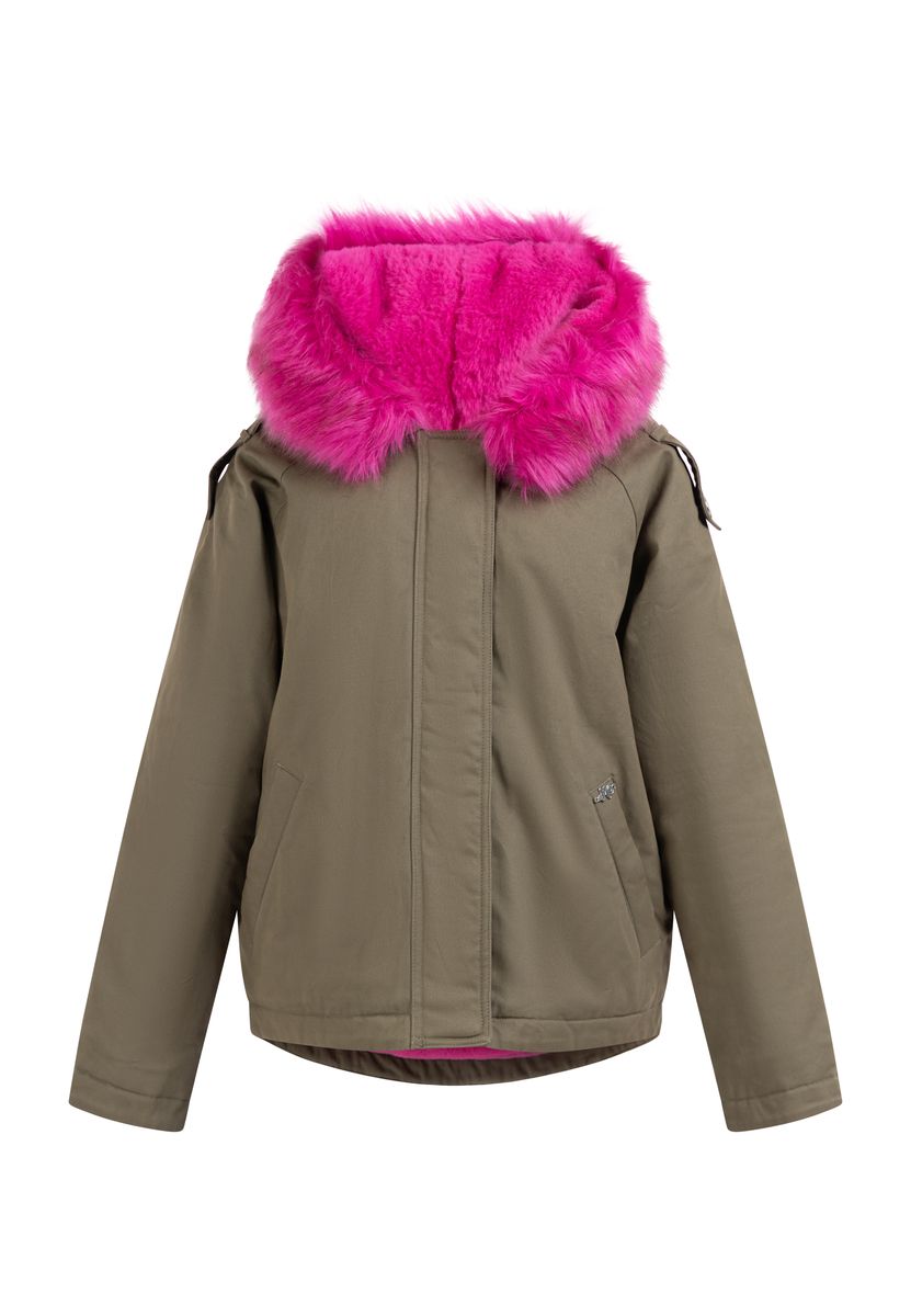 Wattierte Winterjacke mit Kunstfell