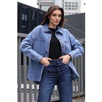 Oversized Jeansjacke im Hemdstil