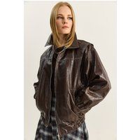 Oversized Kunstlederjacke im Bomber-Stil