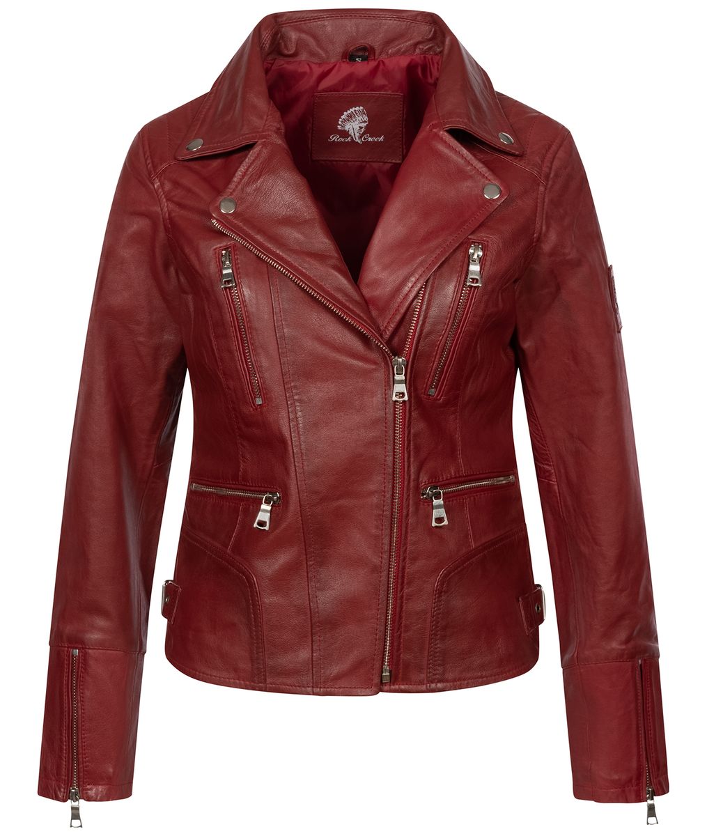 Leder-Bikerjacke mit asymmetrischem Reißverschluss