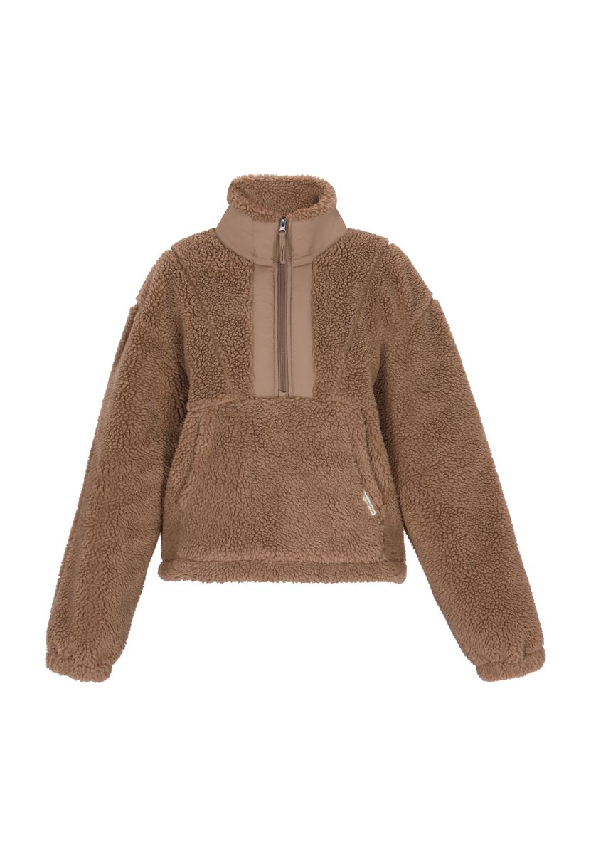 Lockerer Teddy-Fleece-Pullover mit Halbreißverschluss