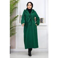 Eleganter Kaschmirmantel mit Kapuze und Gürtel