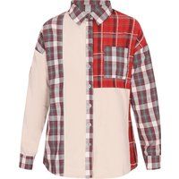 Patchwork-Shacket aus Cord und Karo