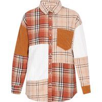 Oversized Patchwork-Shacket mit Materialmix