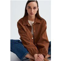 Kurze Oversized-Bomberjacke in Wildlederoptik