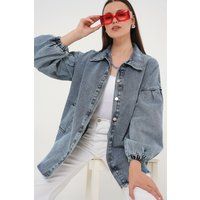Oversize Jeansjacke mit Ballonärmeln