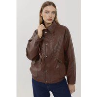 Oversized Kunstlederjacke im Bomber-Stil