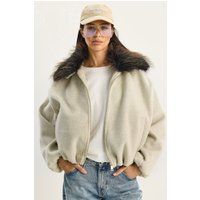 Oversized Bomberjacke mit Kunstpelzkragen
