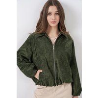 Übergroße Samtjacke mit Reißverschluss