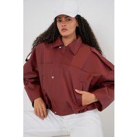 Übergroße Utility-Jacke aus Kunstleder