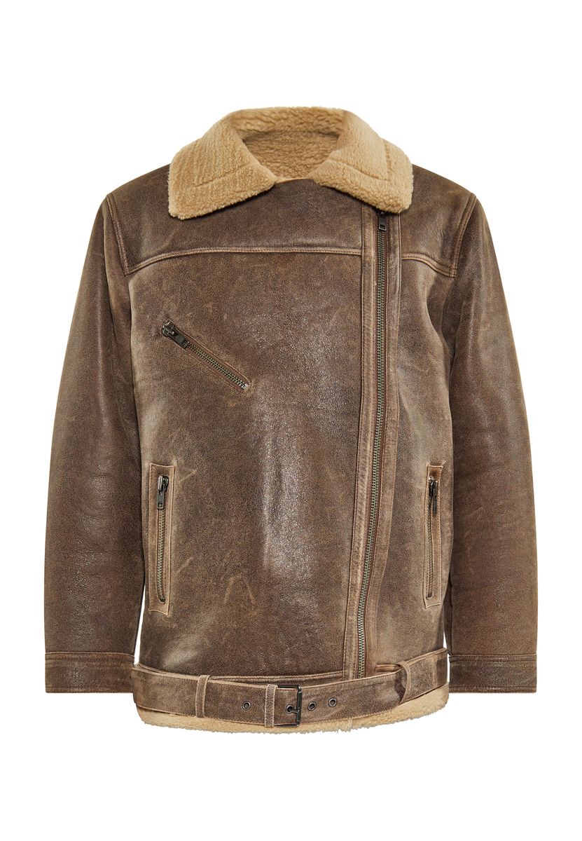Oversized Aviator-Jacke mit Lammfell-Optik