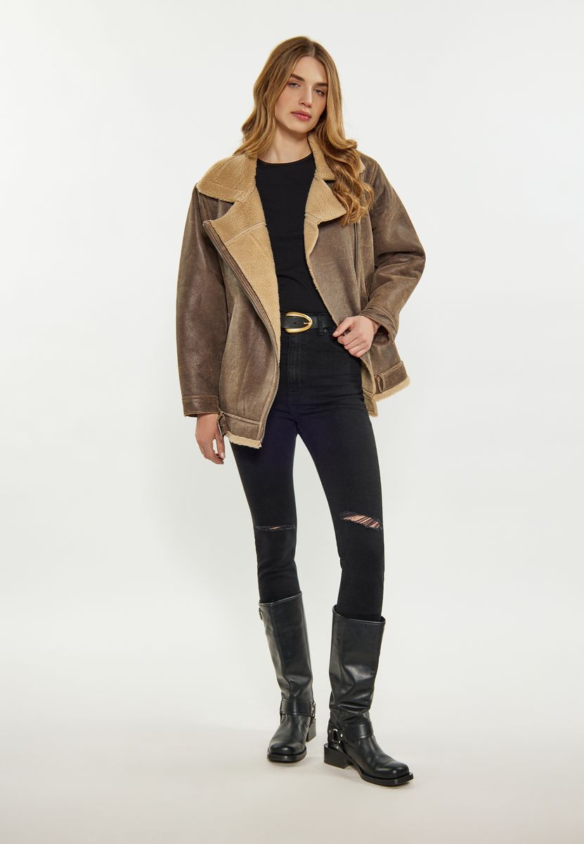 Oversized Aviator-Jacke mit Lammfell-Optik