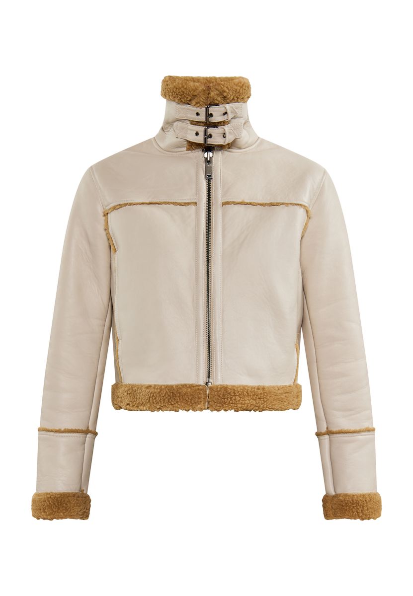 Kurze Shearling-Fliegerjacke