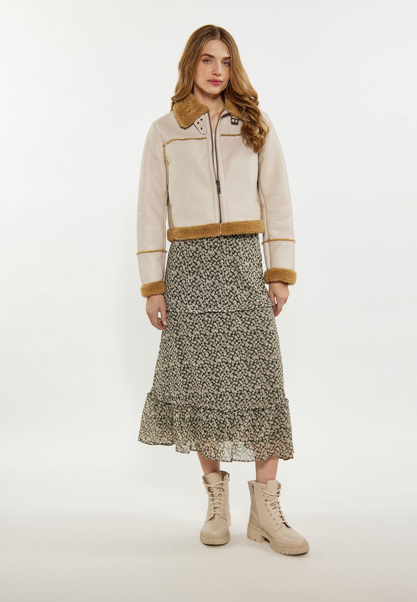 Kurze Shearling-Fliegerjacke