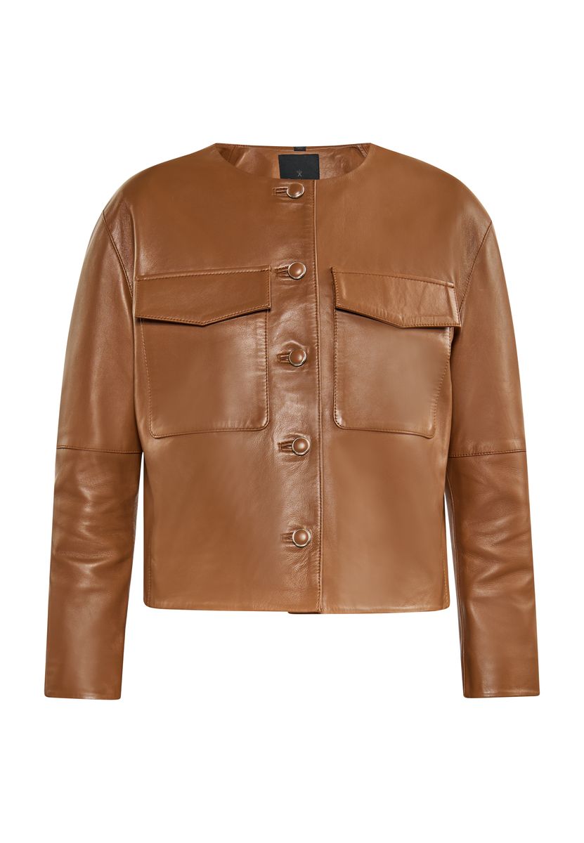 Minimalistische Lederjacke mit Taschen