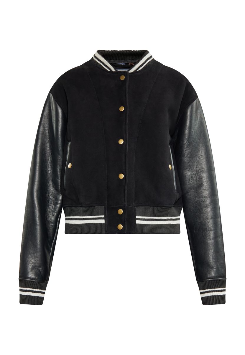 Retro Varsity-Bomber mit Materialmix