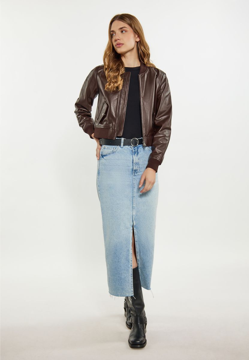 Leder-Bomberjacke im Vintage-Stil