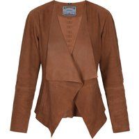 Wildlederjacke mit Wasserfall-Kragen