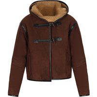Vintage-Wildlederjacke mit Kapuze