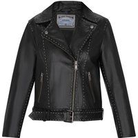 Leder-Bikerjacke mit Nietendetails