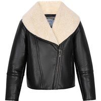 Locker geschnittene Lederjacke mit Teddykragen