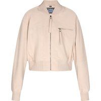 Wildleder-Bomberjacke mit Rippstrick-Details