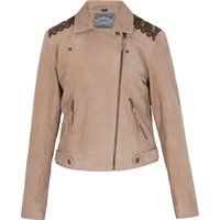 Bikerjacke mit verzierten Schulterpartien