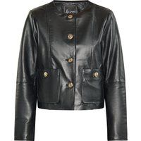 Kurze Lammlederjacke mit Rundhalsausschnitt