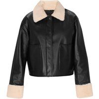 Lederjacke mit Shearling-Besatz