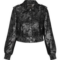 Kurze Metallic-Wildleder-Bomberjacke