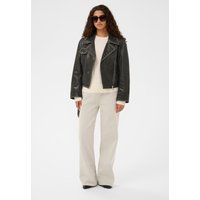 Oversized Leder-Bikerjacke im Distressed-Look