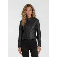 Schlichte Lederjacke im Biker-Stil