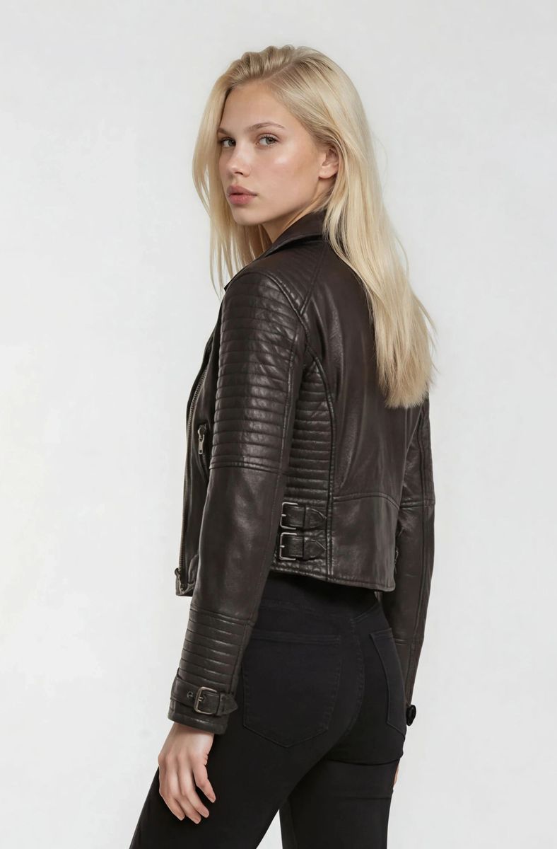 Gesteppte Biker Lederjacke