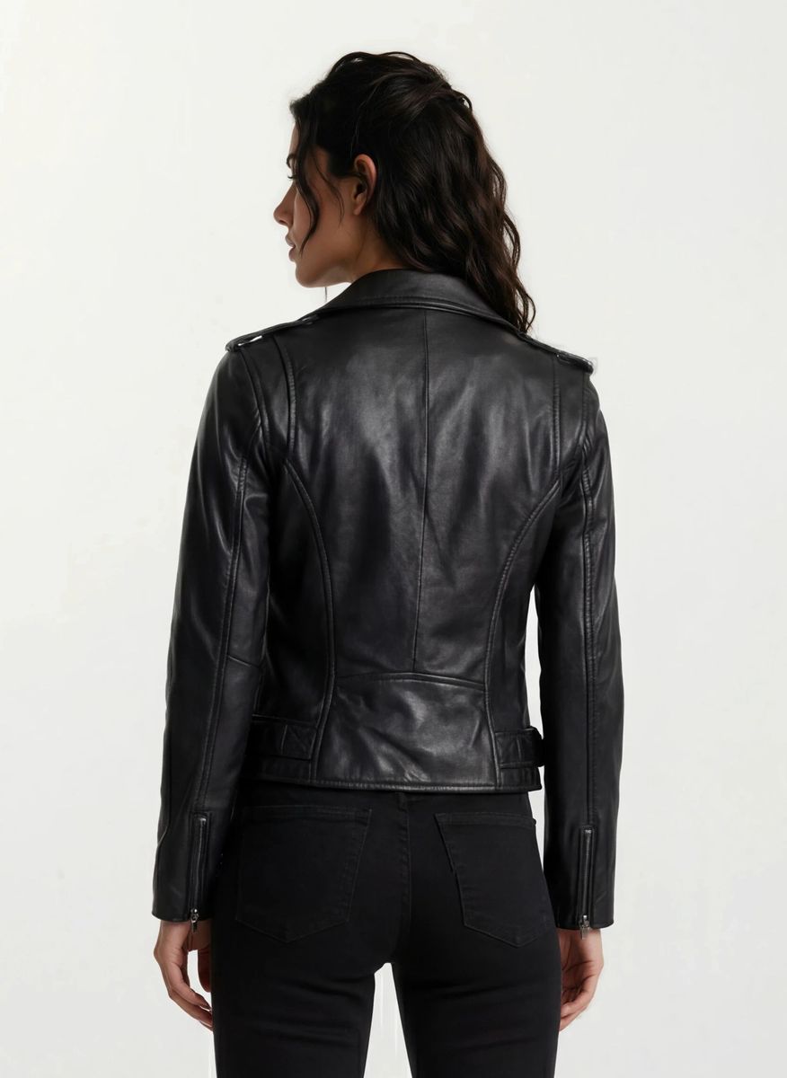 Biker-Lederjacke mit Gürtel