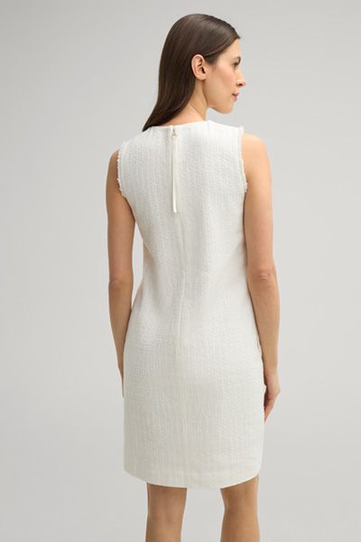 Elegantes Bouclé-Etuikleid mit Fransendetails
