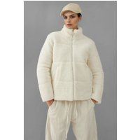 Gesteppte Plüsch-Kunstpelzjacke