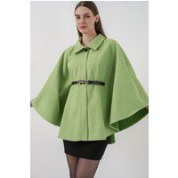 Taillierter Tweed-Cape-Mantel in A-Linie