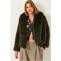 Kurzjacke aus Kunstfell mit Kragen