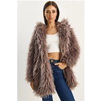 Oversize Kunstfelljacke mit Zotteloptik