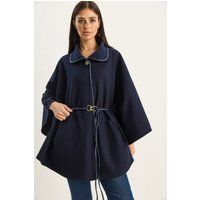 Oversize-Cape-Mantel aus Wollmischung mit Gürtel