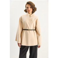 Strukturierte Cape-Jacke mit Gürtel