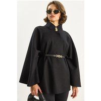 Strukturierter Cape-Mantel mit Gürtel