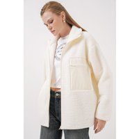 Oversize Teddy-Jacke mit Tasche