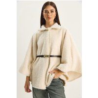 Strukturierter Oversize-Cape-Mantel mit Gürtel