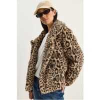 Oversized Faux-Fur-Mantel mit Leopardenmuster