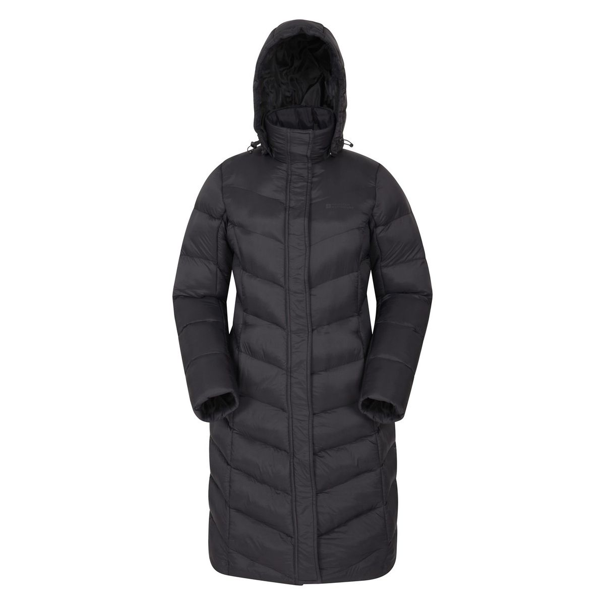 Langer Puffer-Mantel mit Chevron-Steppung