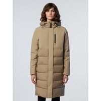 Langer gesteppter Puffer-Mantel mit Kapuze