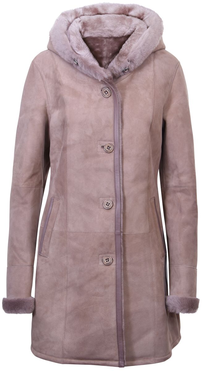 Kapuzenparka aus Wildleder und Lammfell